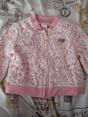 Juicy Couture Girls' Pink Lace Bomber Jacket